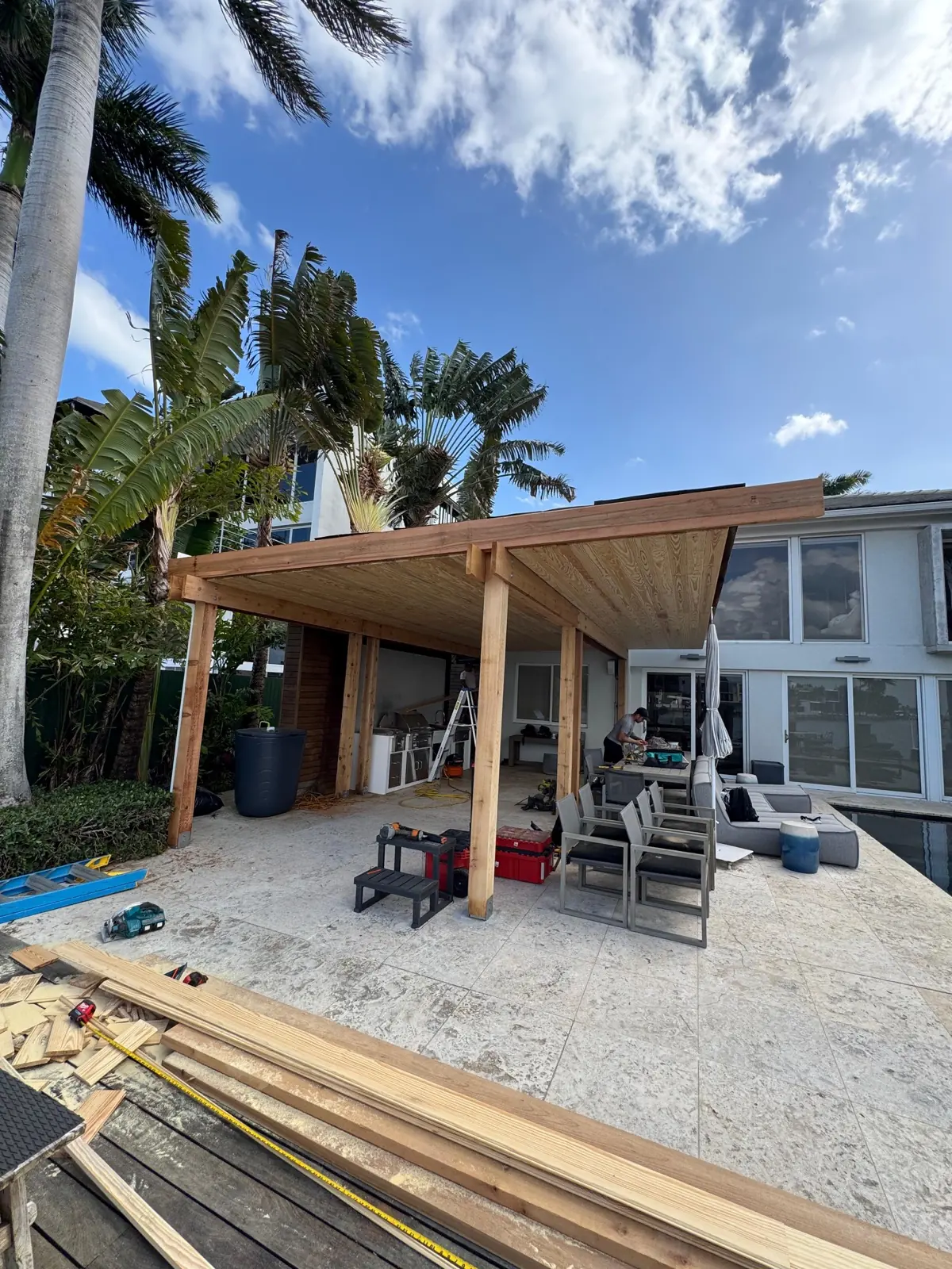 Covered lanai addition under construction